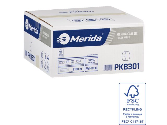 MERIDA CLASSIC roll toilet paper without a core, white 12 cm, 1-ply, 125 m (18 rolls / carton)